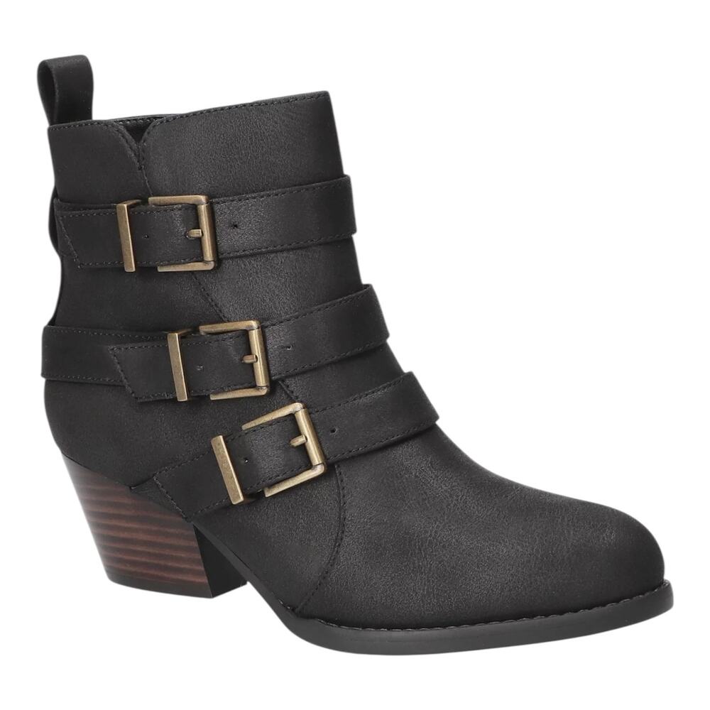 Bella Vita Women's Bowie Buckled Block Heel Ankle Booties Black Size 7